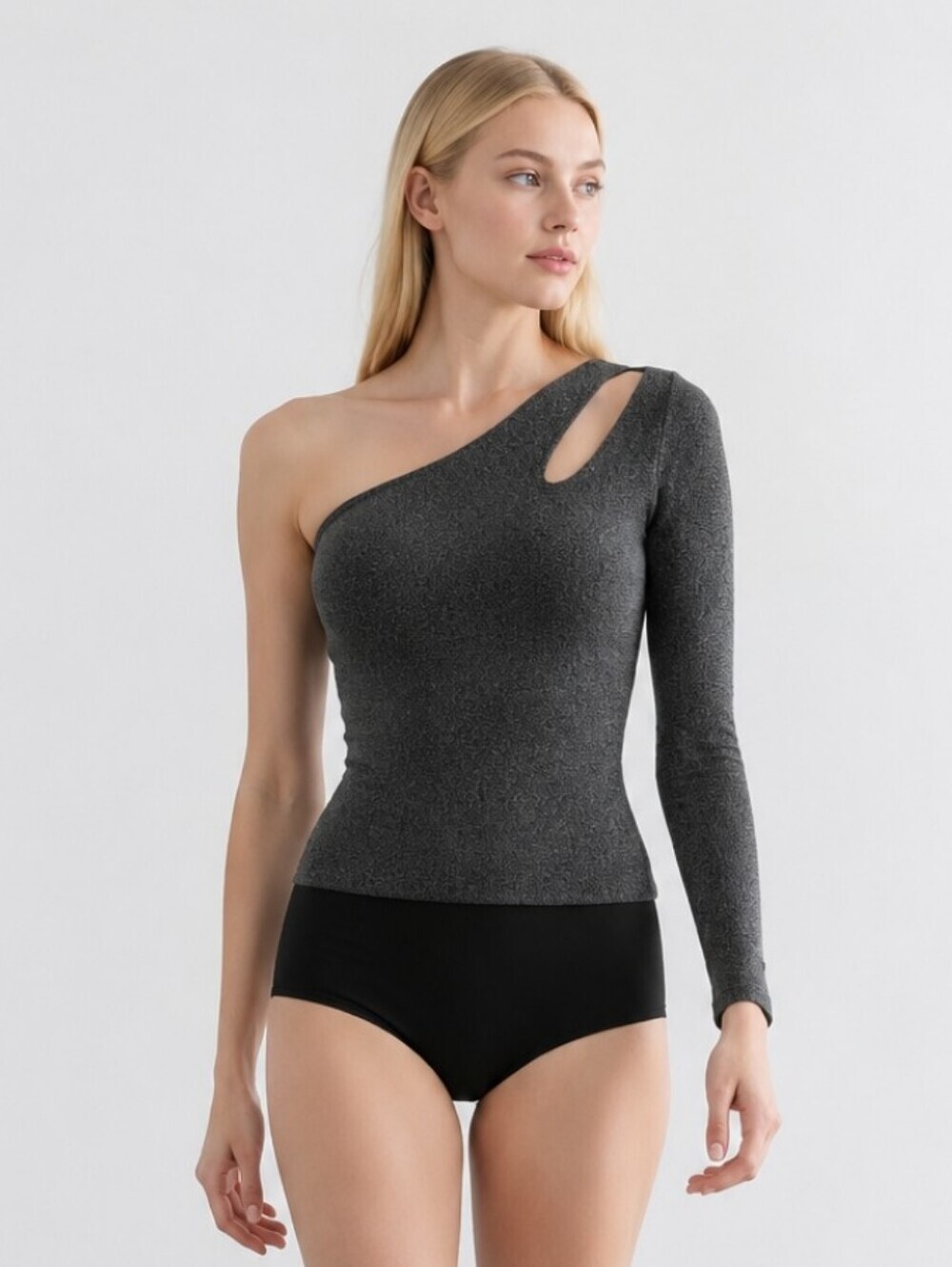 Bebe One Shoulder Bodysuit Women's Metallic Sliver Cutout Shoulder Snaps…